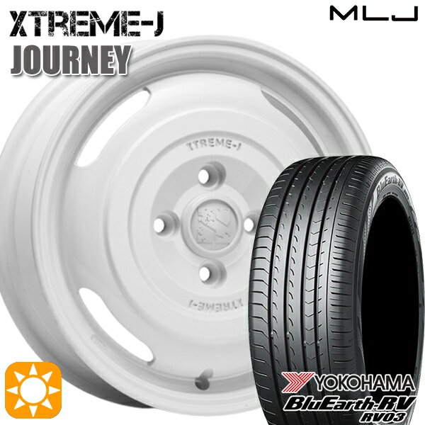 【取付対象】165/60R14 75H ヨコハマ ブルーアース RV03 MLJ エクストリームJ ジャーニー グロスホワイト 14インチ 4.5J 4H100 サマータイヤホイールセット