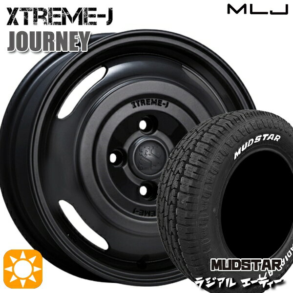 【取付対象】155/65R14 75S マッドスター ラジアル A/T ホワイトレター MLJ エクストリームJ ジャーニー サテンブラック 14インチ 4.5J 4H100 サマータイヤホイールセット