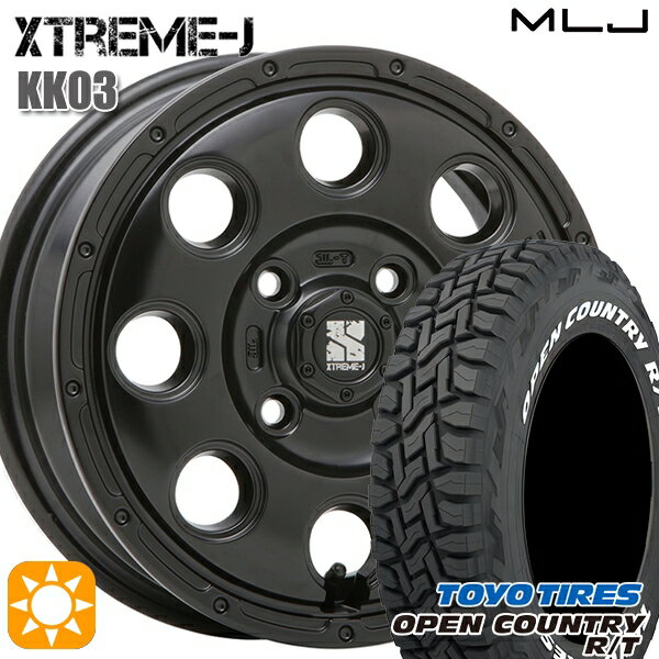【取付対象】アゲ軽 165/80R14 97/95N LT トーヨー オープンカントリー R/T ホワイトレター MLJ エクストリームJ KK03 サテンブラック 14インチ 4.5J 4H100 サマータイヤホイールセット