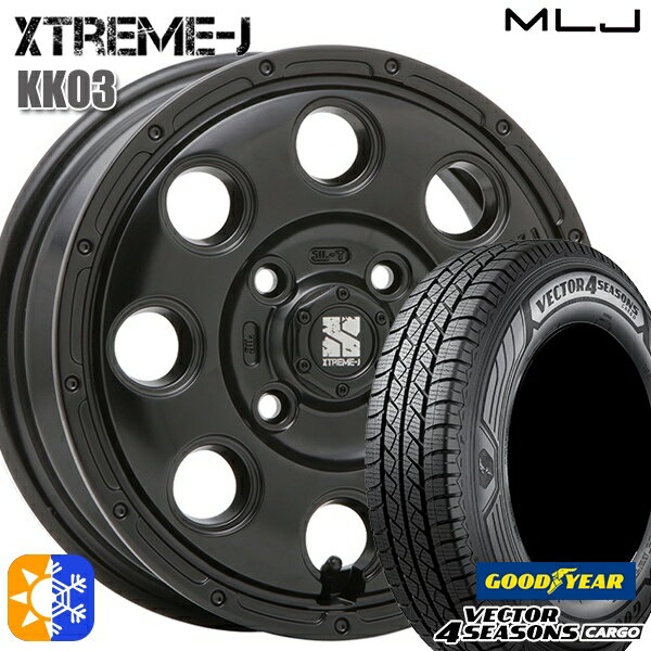 軽トラ 145/80R12 80/78N ベクター フォーシーズンズ カーゴ MLJ エクストリームJ KK03 12インチ 3.5J 4H100 サテンブラック オールシーズンタイヤホイールセット