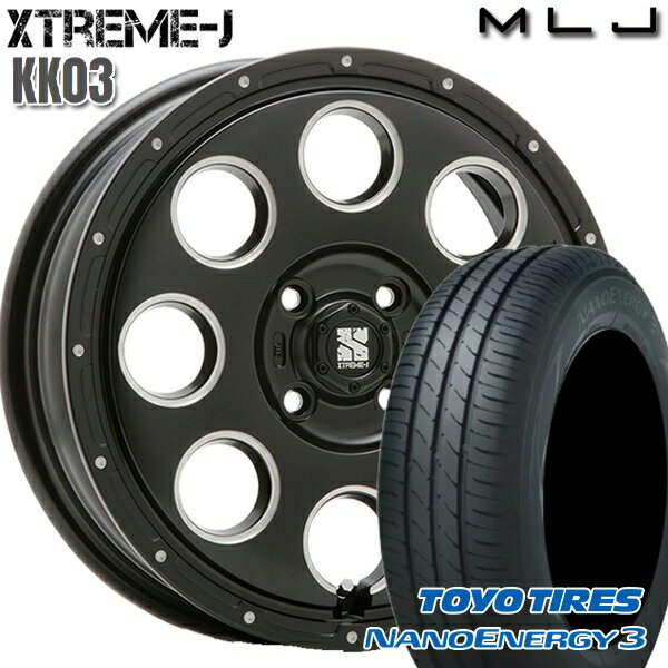 【取付対象】エブリィワゴン 165/60R14 75H トーヨー ナノエナジー3 MLJ エクストリームJ KK03 サテンブラックミルド 14インチ 4.5J 4H100 サマータイヤホイールセット