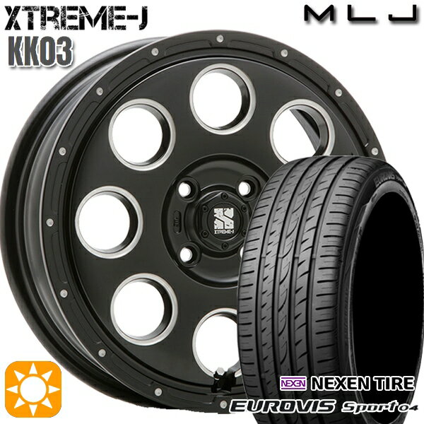 【取付対象】165/60R14 75H ロードストーン ユーロビズ Sport 04 MLJ エクストリームJ KK03 サテンブラックミルド 14インチ 4.5J 4H100 サマータイヤホイールセット