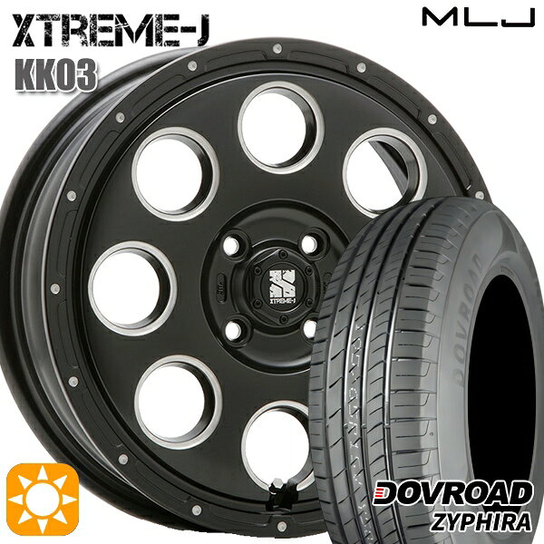 【取付対象】ウェイク 165/55R15 75V DOVROAD ザイファイラ MLJ エクストリームJ KK03 サテンブラックミルド 15インチ 4.5J 4H100 サマータイヤホイールセット