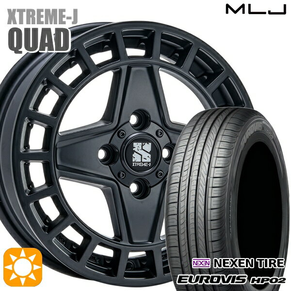 【取付対象】155/65R14 ネクセン ロードストーン ユーロビズ HP02 MLJ エクストリームJ QUAD SB 14インチ 4.5J 4H100+45 サマータイヤホイールセット