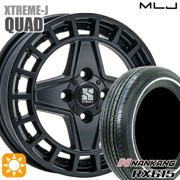 【取付対象】155/65R14 ナンカン RX615　ホワイトリボン MLJ エクストリームJ QUAD SB 14インチ 4.5J 4H100+45 サマータイヤホイールセット