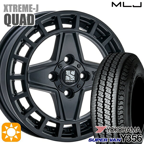 【取付対象】軽トラ 145/80R12 80/78N ヨコハマ スーパーバン Y356 MLJ エクストリームJ QUAD SB 12インチ 4.0J 4H100+43 サマータイヤホイールセット