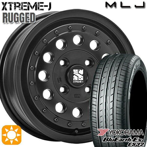 【取付対象】155/55R14 69V ヨコハマ ブルーアース ES32 MLJ エクストリームJ ラギッド サテンブラック 14インチ 5.0J 4H100 サマータイヤホイールセット
