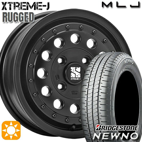 【取付対象】165/60R14 75H ブリヂストン ニューノ MLJ エクストリームJ ラギッド サテンブラック 14インチ 5.0J 4H100 サマータイヤホイールセット