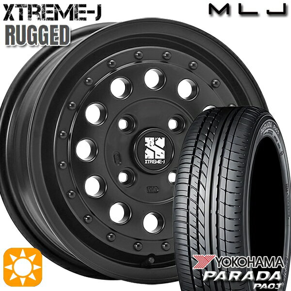 【取付対象】軽トラ 165/55R14C 95/93N ヨコハマ パラダ PA03 MLJ エクストリームJ ラギッド サテンブラック 14インチ 5.0J 4H100 サマータイヤホイールセット