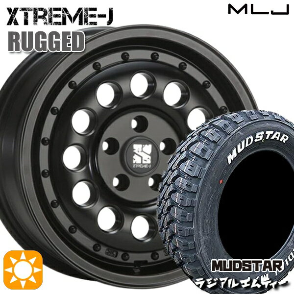 【取付対象】デリカD5 225/70R16 103S マッドスター ラジアル M/T ホワイトレター MLJ エクストリームJ ラギッド サテンブラック 16インチ 6.5J 5H114.3 サマータイヤホイールセット