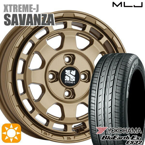 【取付対象】エブリィワゴン 165/60R14 75T ヨコハマ ブルーアース ES32 MLJ エクストリームJ SAVANZA BR 14インチ 4.5J 4H100+43 サマータイヤホイールセット