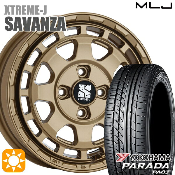 【取付対象】軽トラ 165/55R14C 95/93N ヨコハマ パラダ PA03 MLJ エクストリームJ SAVANZA BR 14インチ 4.5J 4H100+43 サマータイヤホイールセット
