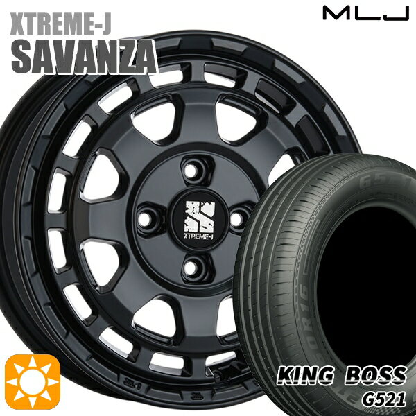 【取付対象】エブリィワゴン 165/60R14 75H キングボス G521 MLJ エクストリームJ SAVANZA SB 14インチ 4.5J 4H100+43 サマータイヤホイールセット
