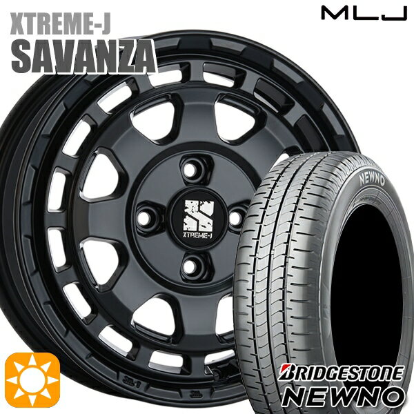 【取付対象】165/55R14 72V ブリヂストン ニューノ MLJ エクストリームJ SAVANZA SB 14インチ 4.5J 4H100+43 サマータイヤホイールセット