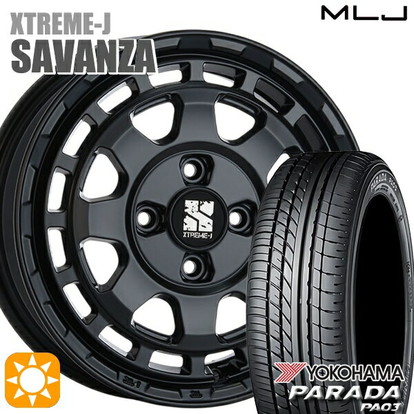 【取付対象】軽トラ 165/55R14C 95/93N ヨコハマ パラダ PA03 MLJ エクストリームJ SAVANZA SB 14インチ 4.5J 4H100+43 サマータイヤホイールセット