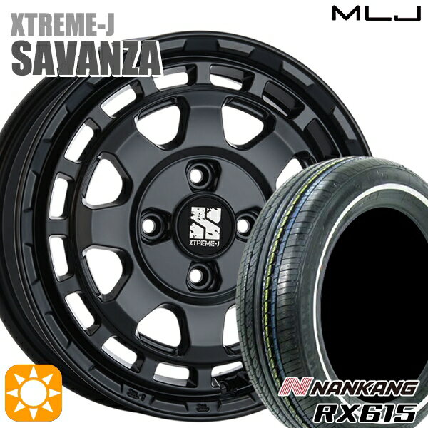 【取付対象】155/65R14 ナンカン RX615　ホワイトリボン MLJ エクストリームJ SAVANZA SB 14インチ 4.5J 4H100+43 サマータイヤホイールセット