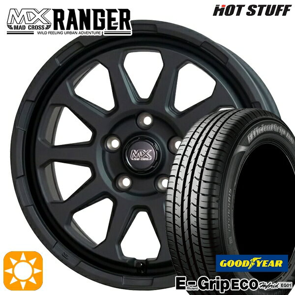 【取付対象】リーフ レヴォーグ 215/50R17 91V グッドイヤー エフィシェントグリップ エコ EG01 ホットスタッフ マッドクロス レンジャー マットブラック 17インチ 7.0J 5H114.3 サマータイヤホイールセット