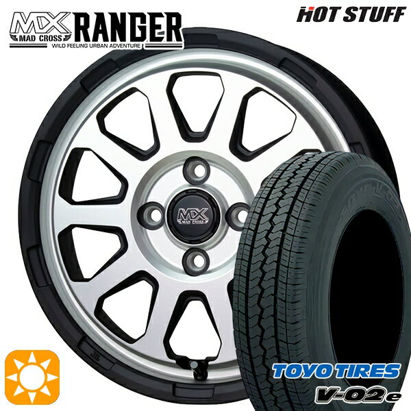 【取付対象】軽トラ 145/80R12 80/78N トーヨー V02E V-02E ホットスタッフ マッドクロス レンジャー マットシルバー 12インチ 4.0J 4H100 サマータイヤホイールセット