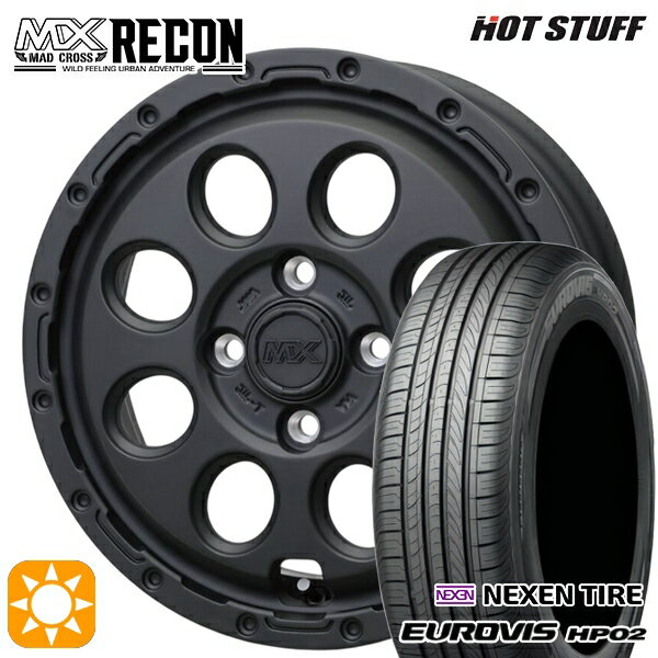 【取付対象】155/65R14 ネクセン ロードストーン ユーロビズ HP02 ホットスタッフ マッドクロス リーコン MBK 14インチ 4.5J 4H100 +45 サマータイヤホイールセット