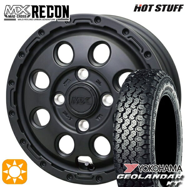 【取付対象】軽トラ 145/80R12 80/78N ヨコハマ ジオランダーKT Y828C ホットスタッフ マッドクロス リーコン MBK 12インチ 3.5J 4H100 +43 サマータイヤホイールセット