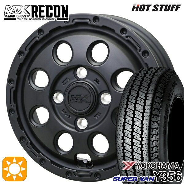 【取付対象】軽トラ 145/80R12 80/78N ヨコハマ スーパーバン Y356 ホットスタッフ マッドクロス リーコン MBK 12インチ 3.5J 4H100 +43 サマータイヤホイールセット