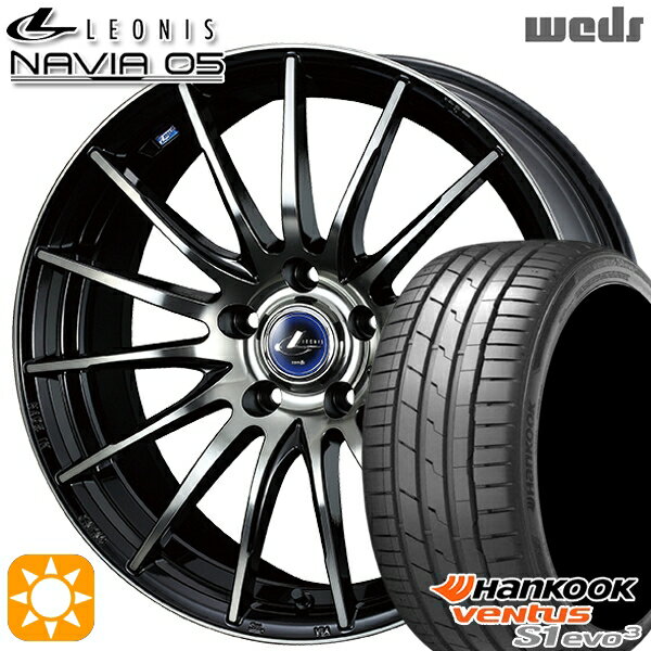【取付対象】225/45R18 95Y XL ハンコック veNtus S1 evo3 K127 Weds ウェッズ レオニス ナヴィア05 BPB (ブラック ミラーカット ブラッククリアー) 18インチ 8.0J 5H114.3 サマータイヤホイールセット
