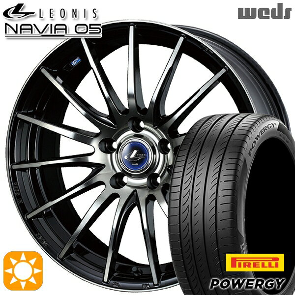 【取付対象】205/60R16 92H ピレリ パワジー Weds ウェッズ レオニス ナヴィア05 BPB (ブラック ミラーカット ブラッククリアー) 16インチ 6.5J 5H114.3 サマータイヤホイールセット