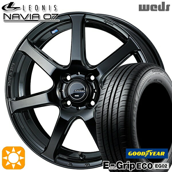 【取付対象】165/50R16 75V グッドイヤー エフィシェントグリップ EG02 Weds ウェッズ レオニス ナヴィア07 PBK (プレミアムブラック) 16インチ 5.0J 4H100 サマータイヤホイールセット