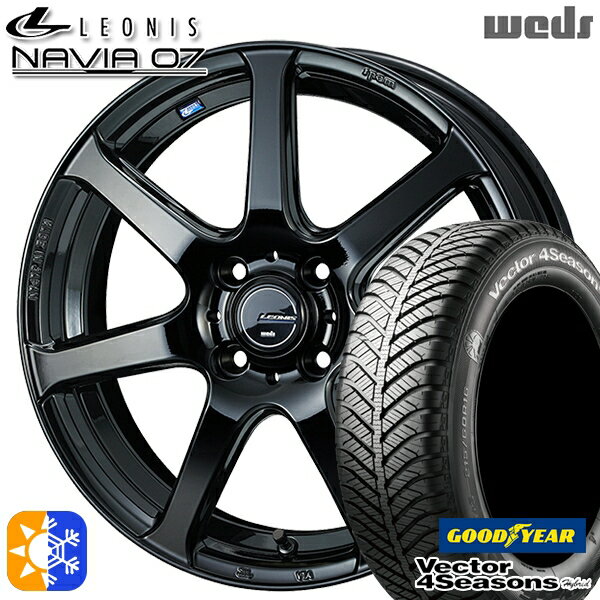 165/50R15 73H グッドイヤー ベクター フォーシーズンズ Weds ウェッズ レオニス ナヴィア07 15インチ 4.5J 4H100 PBK (プレミアムブラック) オールシーズンタイヤホイールセット