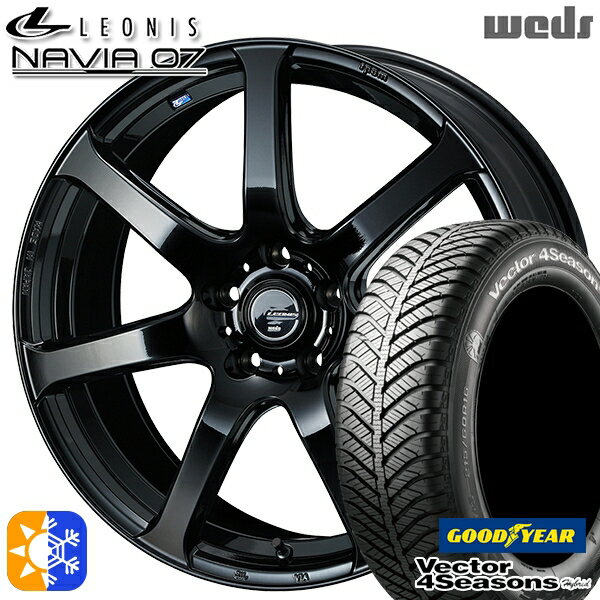 225/40R18 92H XL グッドイヤー ベクター フォーシーズンズ Weds ウェッズ レオニス ナヴィア07 18インチ 7.0J 5H114.3 PBK(プレミアムブラック) オールシーズンタイヤホイールセット