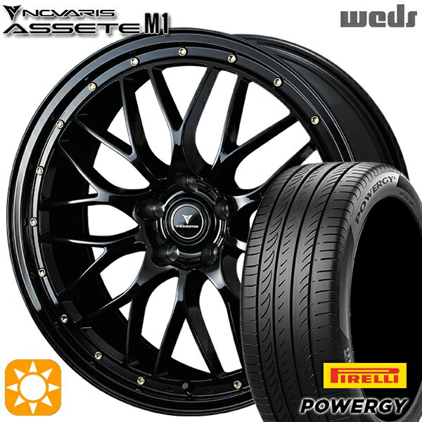 【取付対象】225/40R18 92W XL ピレリ パワジー Weds ウェッズ ノヴァリス アセット M1 ブラック/ゴールドピアス 18インチ 7.5J 5H114.3 サマータイヤホイールセット