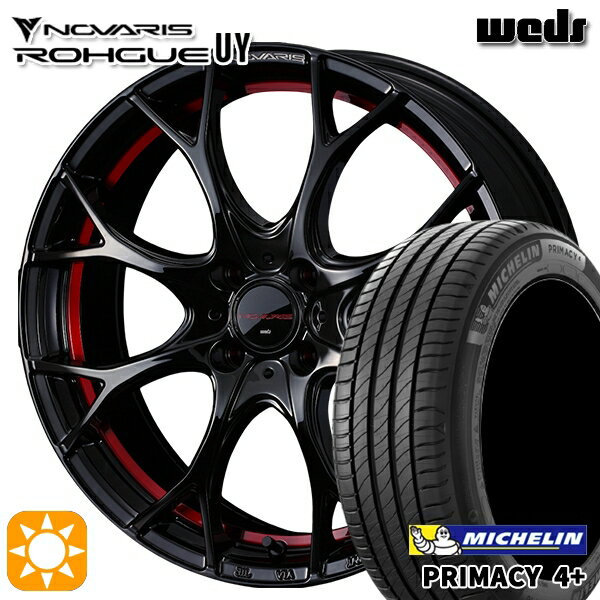 【取付対象】マツダ2 ノート 205/45R17 88W XL ミシュラン プライマシー4プラス Weds ウェッズ ノヴァリス ローグ UY ピアノブラック/レッドライン 17インチ 6.5J 4H100 +40/+50 サマータイヤホイールセット