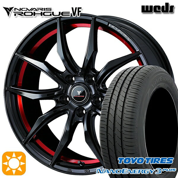 【取付対象】215/45R18 89W トーヨー ナノエナジー3プラス Weds ウェッズ ノヴァリス ローグ VF ピアノブラック/レッドライン 18インチ 7.0J 5H114.3 サマータイヤホイールセット