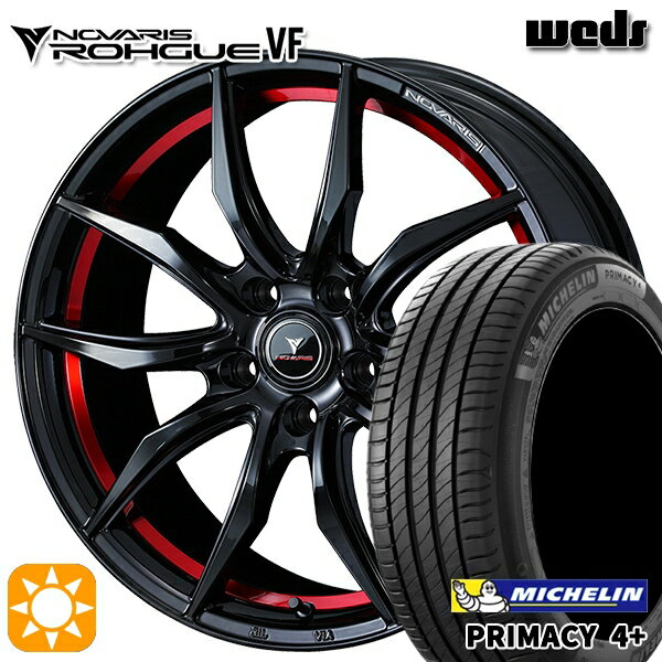 【取付対象】リーフ レヴォーグ 215/50R17 95W XL ミシュラン プライマシー4プラス Weds ウェッズ ノヴァリス ローグ VF ピアノブラック/レッドライン 17インチ 7.0J 5H114.3 サマータイヤホイールセット