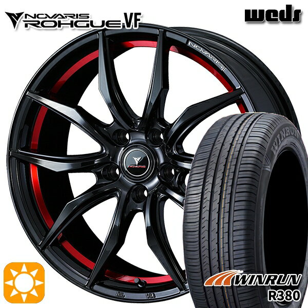 【取付対象】マツダ6 エクストレイル 225/60R18 104V XL ウィンラン R380 Weds ウェッズ ノヴァリス ローグ VF ピアノブラック/レッドライン 18インチ 7.0J 5H114.3 サマータイヤホイールセット