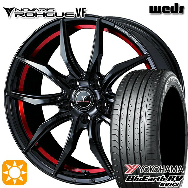 【取付対象】215/60R17 96H ヨコハマ ブルーアース RV03 Weds ウェッズ ノヴァリス ローグ VF ピアノブラック/レッドライン 17インチ 7.0J 5H114.3 サマータイヤホイールセット