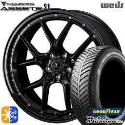 225/40R18 92H XL グッドイヤー ベクター フォーシーズンズ Weds ウェッズ ノヴァリス アセット S1 ブラック/ゴールドピアス 18インチ 7.5J 5H114.3 オールシーズンタイヤホイールセット