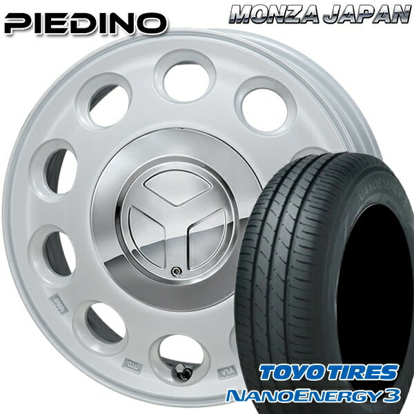 【取付対象】エブリィワゴン 165/60R14 75H トーヨー ナノエナジー3 モンツァ ピエディーノ パールホワイト 14インチ 4.5J 4H100 サマータイヤホイールセット