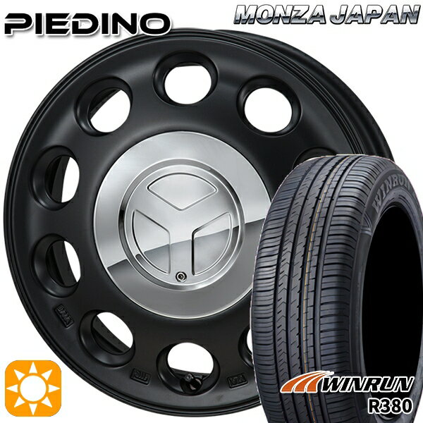 【取付対象】エブリィワゴン 165/60R14 75H ウィンラン R380 モンツァ ピエディーノ セミグロスブラック 14インチ 4.5J 4H100 サマータイヤホイールセット