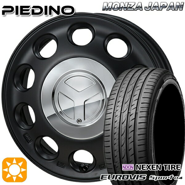 【取付対象】165/60R14 75H ロードストーン ユーロビズ Sport 04 モンツァ ピエディーノ セミグロスブラック 14インチ 4.5J 4H100 サマータイヤホイールセット
