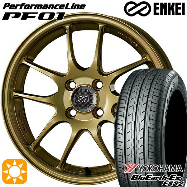 【取付対象】アイシス ノア 215/45R17 91V XL ヨコハマ ブルーアース ES32 ENKEI エンケイ パフォーマンスライン PF01 ゴールド 17インチ 7.0J 5H114.3 サマータイヤホイールセット