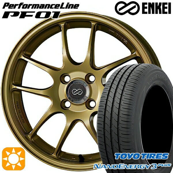 【取付対象】215/45R18 89W トーヨー ナノエナジー3プラス ENKEI エンケイ パフォーマンスライン PF01 ゴールド 18インチ 7.5J 5H114.3 サマータイヤホイールセット