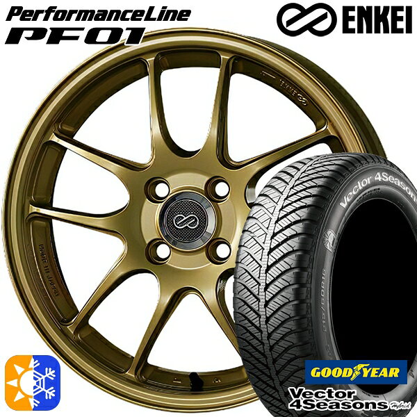 インプレッサXV フォレスター 225/55R17 101H XL グッドイヤー ベクター フォーシーズンズ ENKEI エンケイ パフォーマンスライン PF01 17インチ 7.0J 5H100 ゴールド オールシーズンタイヤホイールセット