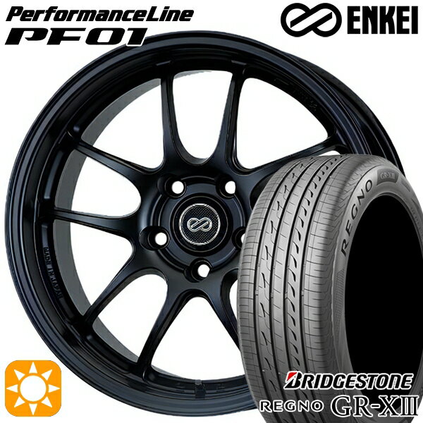 【取付対象】フィット アクア 185/60R15 84H ブリヂストン レグノ GR-X3 ENKEI エンケイ パフォーマンスライン PF01 マットブラック 15インチ 6.5J 4H100 サマータイヤホイールセット