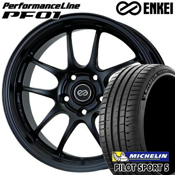 【取付対象】アクア ヤリス 205/40R17 84Y XL ミシュラン パイロットスポーツ5 ENKEI エンケイ パフォーマンスライン PF01 マットブラック 17インチ 6.5J 4H100 サマータイヤホイールセット