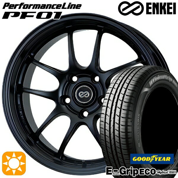 【取付対象】レガシィB4 エクシーガ 215/50R17 91V グッドイヤー エフィシェントグリップ エコ EG01 ENKEI エンケイ パフォーマンスライン PF01 マットブラック 17インチ 7.0J 5H100 サマータイヤホイールセット