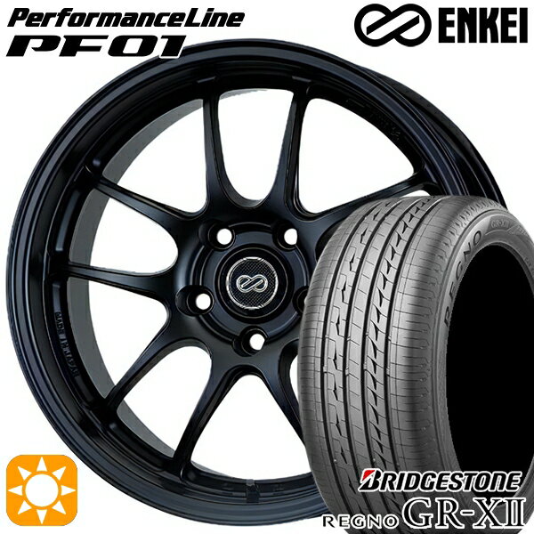 【取付対象】プリウス カローラツーリング 215/45R17 91W XL ブリヂストン レグノ GRX2 ENKEI エンケイ パフォーマンスライン PF01 マットブラック 17インチ 7.5J 5H100 サマータイヤホイールセット