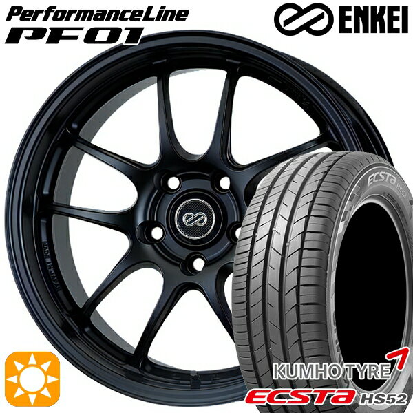 5/20ポイント5倍★215/60R17 100V XL クムホ エクスタ HS52 ENKEI エンケイ パフォーマンスライン PF01 マットブラック 17インチ 7.0J 5H114.3 サマータイヤホイールセット