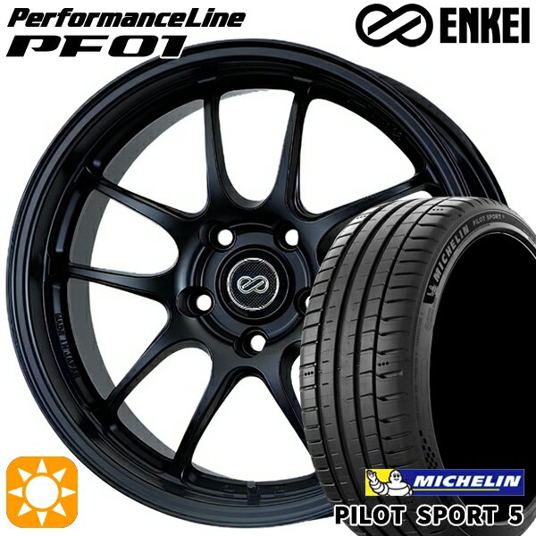 【取付対象】215/40R18 89Y XL ミシュラン パイロットスポーツ5 ENKEI エンケイ パフォーマンスライン PF01 マットブラック 18インチ 7.5J 5H114.3 サマータイヤホイールセット