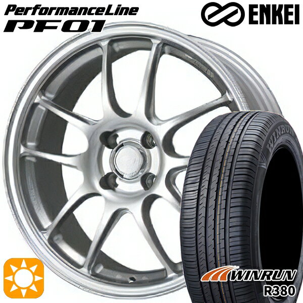 【取付対象】185/60R15 84H ウィンラン R380 ENKEI エンケイ パフォーマンスライン PF01 スパークルシルバー 15インチ 6.5J 4H100 サマータイヤホイールセット